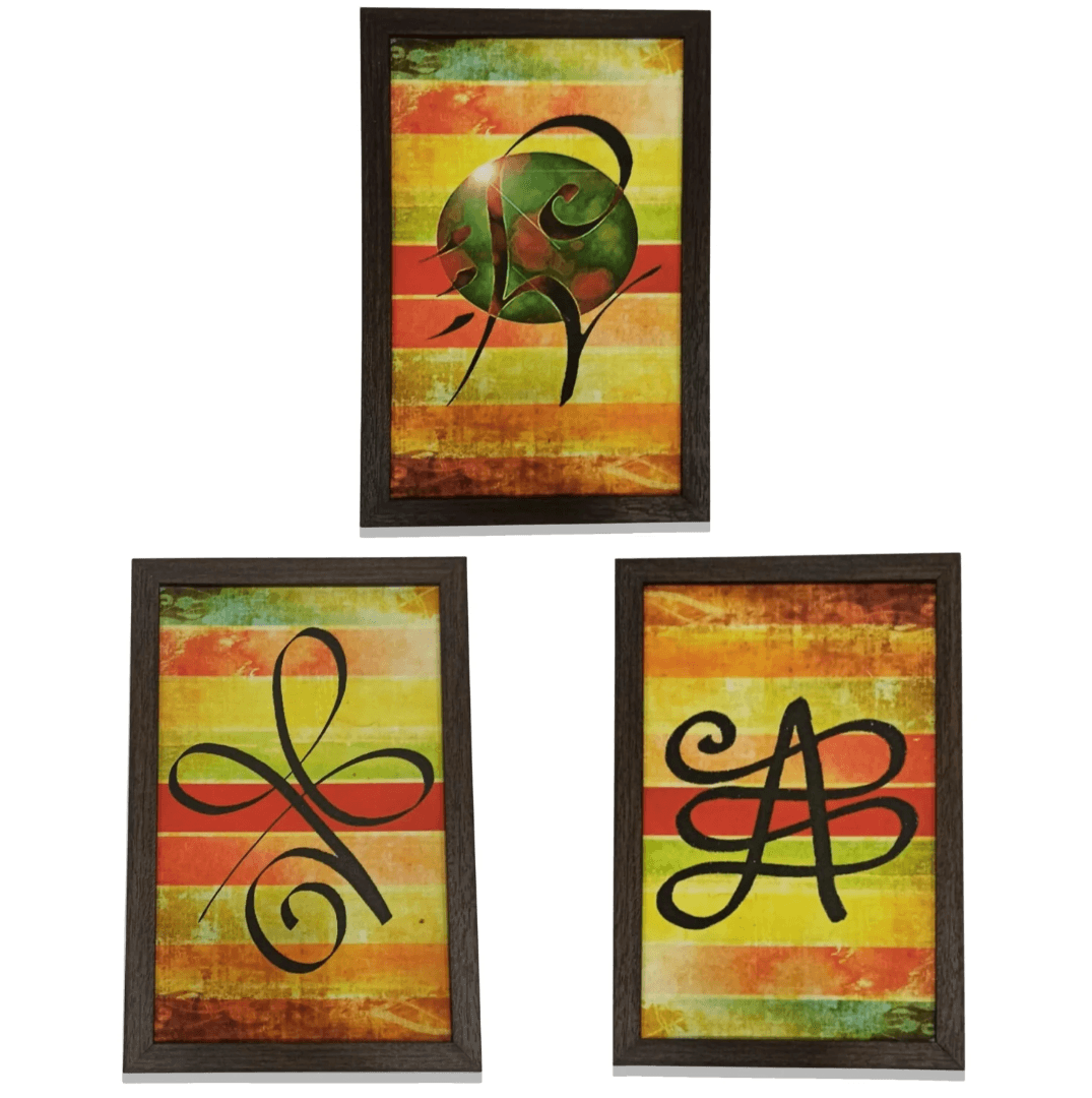 Three Paintings - Abundance, Prosperity & Health - Zibu Symbol Canvas Prints